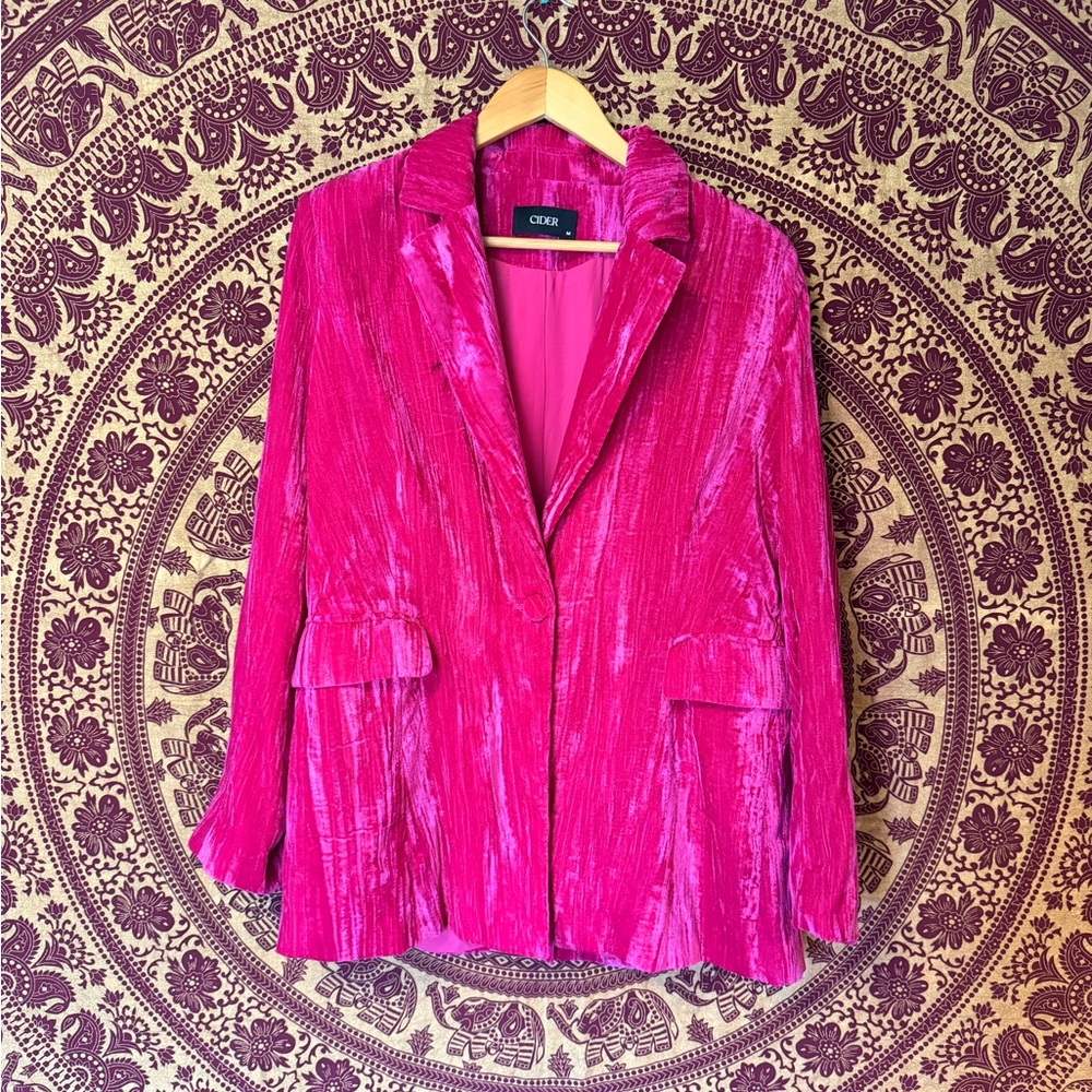 Cider Fuchsia Velvet Blazer